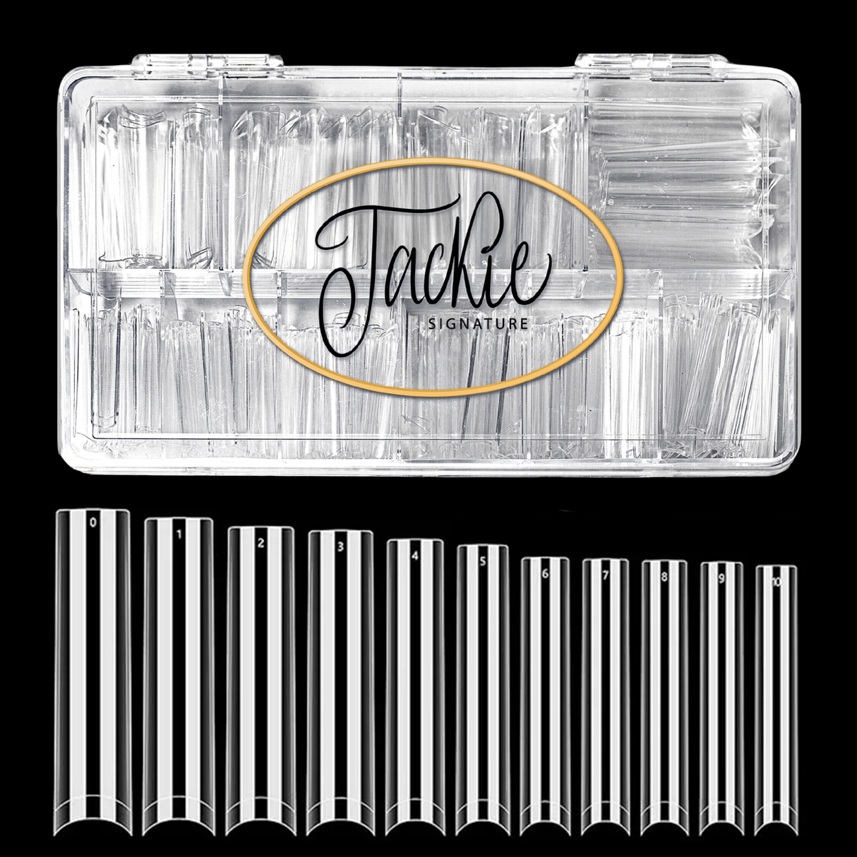 JACKIE SIGNATURE | NO C-CURVE NAIL TIP - CLEAR SQUARE XXXL