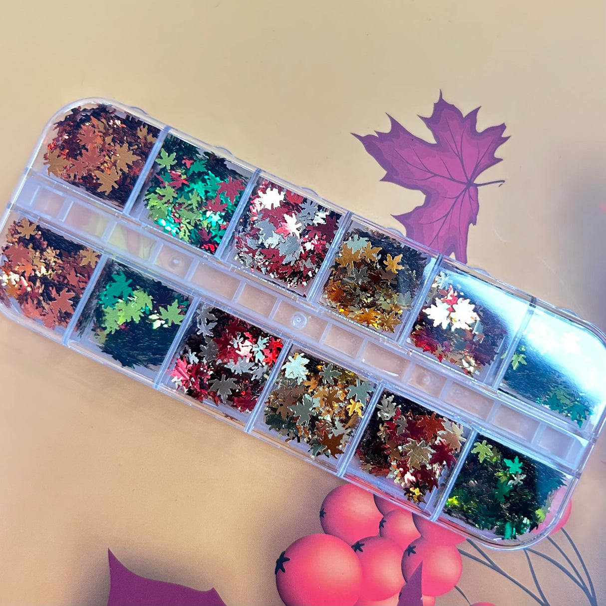 FALL NAIL CHARM | AUTUMN LEAF SEQUIN - 12 COLORS