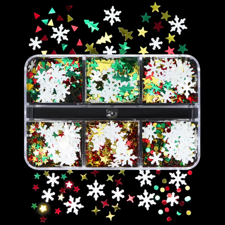 XMAS NAIL CHARM | SNOW FLAKE SEQUIN - 6 GRID