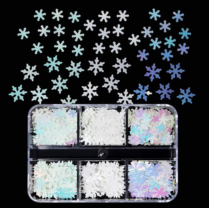 XMAS NAIL CHARM | SNOW FLAKE SEQUIN - 6 GRID