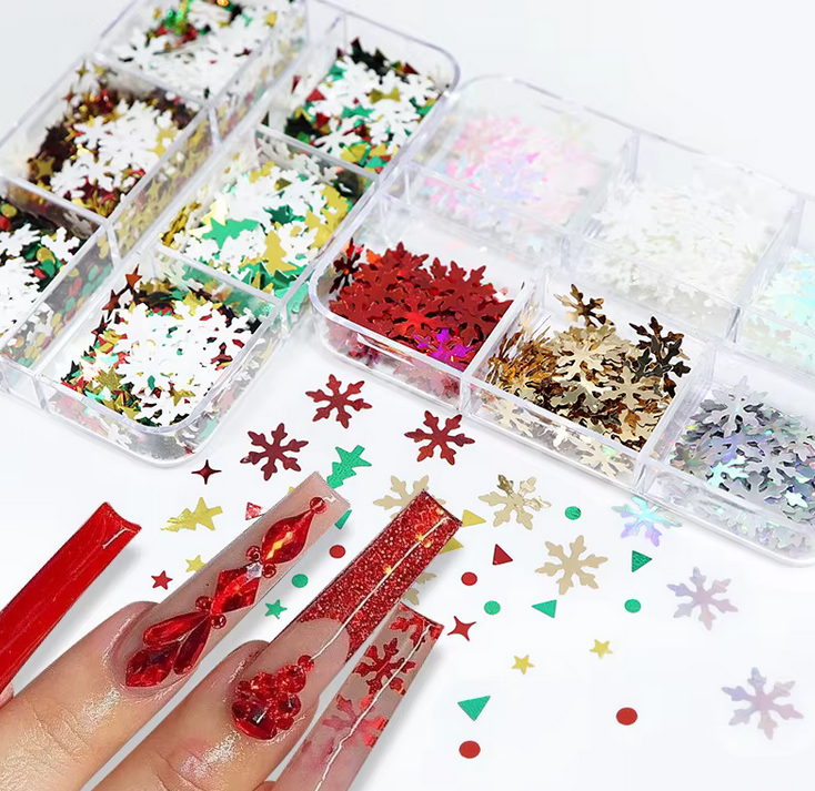 XMAS NAIL CHARM | SNOW FLAKE SEQUIN - 6 GRID