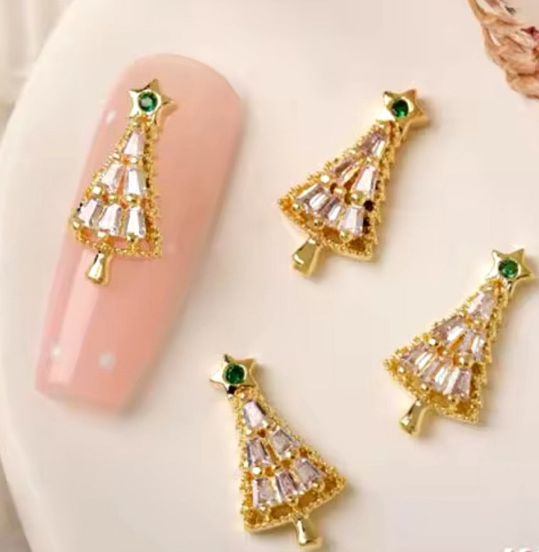 XMAS NAIL CHARM | GOLD CHRISTMAST TREE