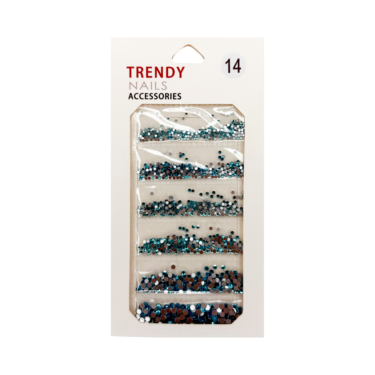 TRENDY RHINESTONE MIX BAG # 14 TEAL  - 6 SIZE