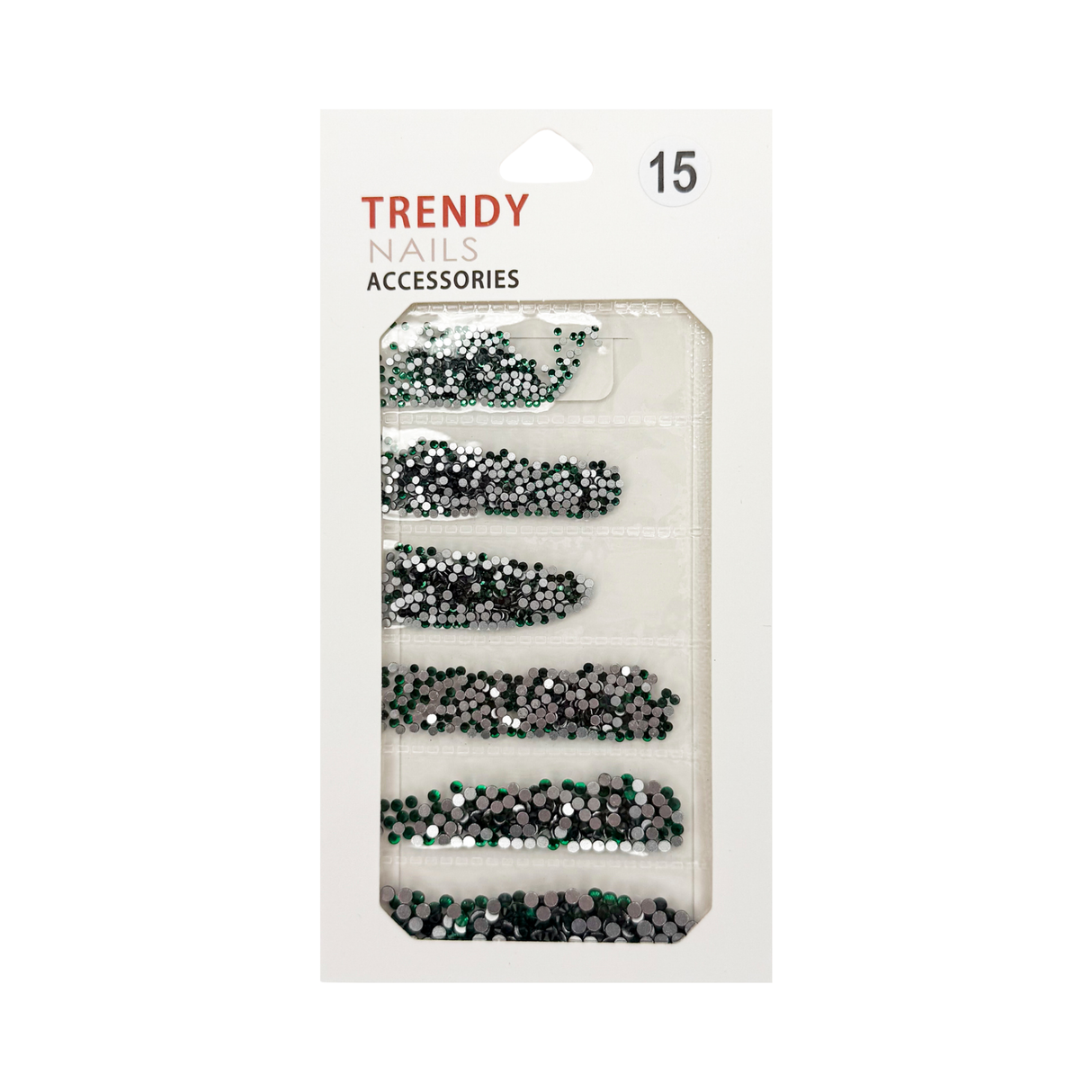 TRENDY RHINESTONE MIX BAG # 15 GREEN - 6 SIZE