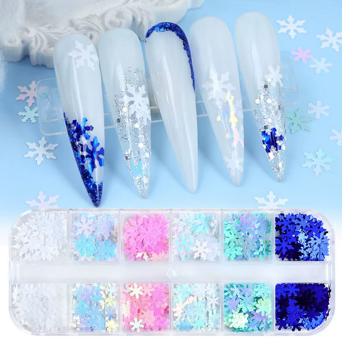 XMAS NAIL CHARM | SNOW FLAKE SEQUIN - 12 GRID