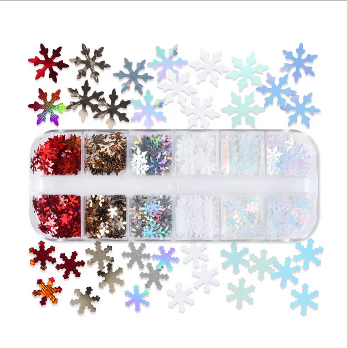 XMAS NAIL CHARM | SNOW FLAKE SEQUIN - 12 GRID