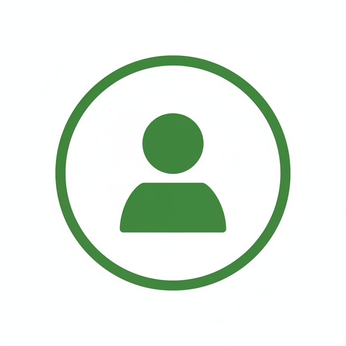 account info icon in green color white background