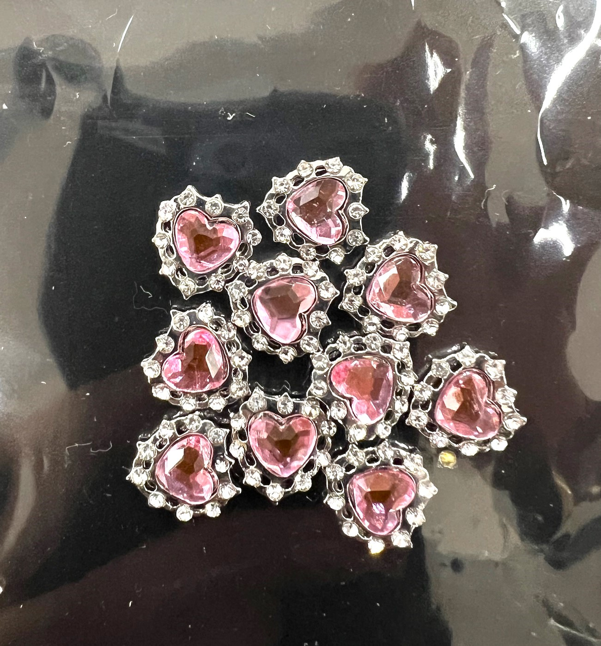 HEART CHARM & RHINESTONE -BAG OF 10