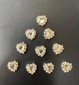 HEART CHARM & RHINESTONE -BAG OF 10
