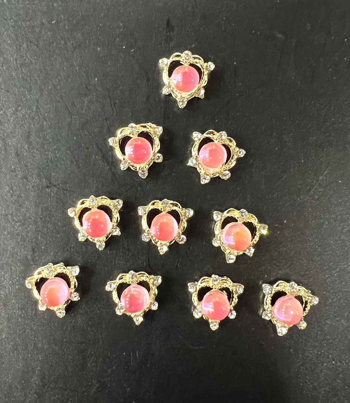 PRECIOUS STONE HEART CHARM - 10 PCS