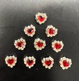 HEART CHARM & RHINESTONE -BAG OF 10