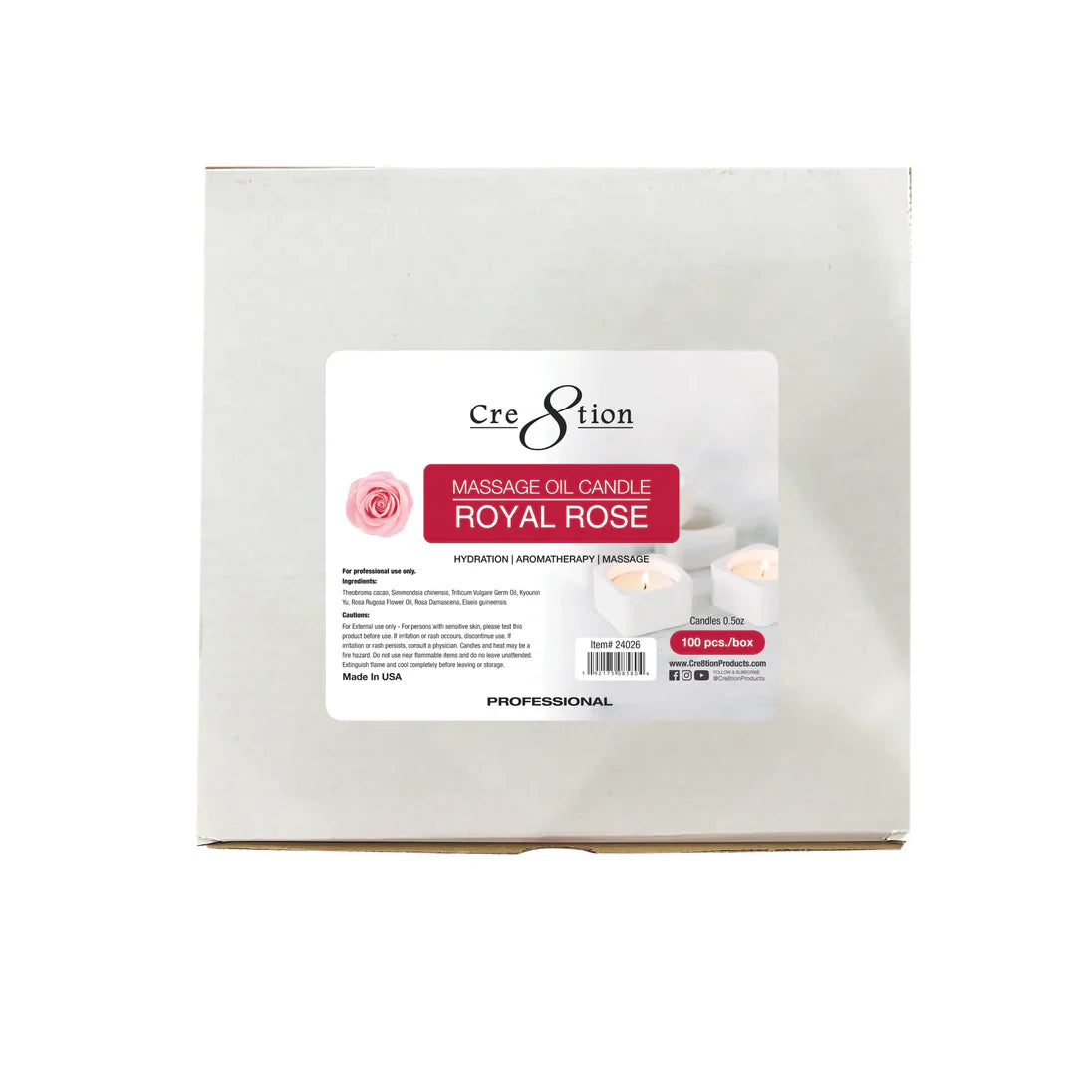 CRE8TION | MASSAGE OIL CANDLES | 0.5 OZ | BOX OF 100PCS