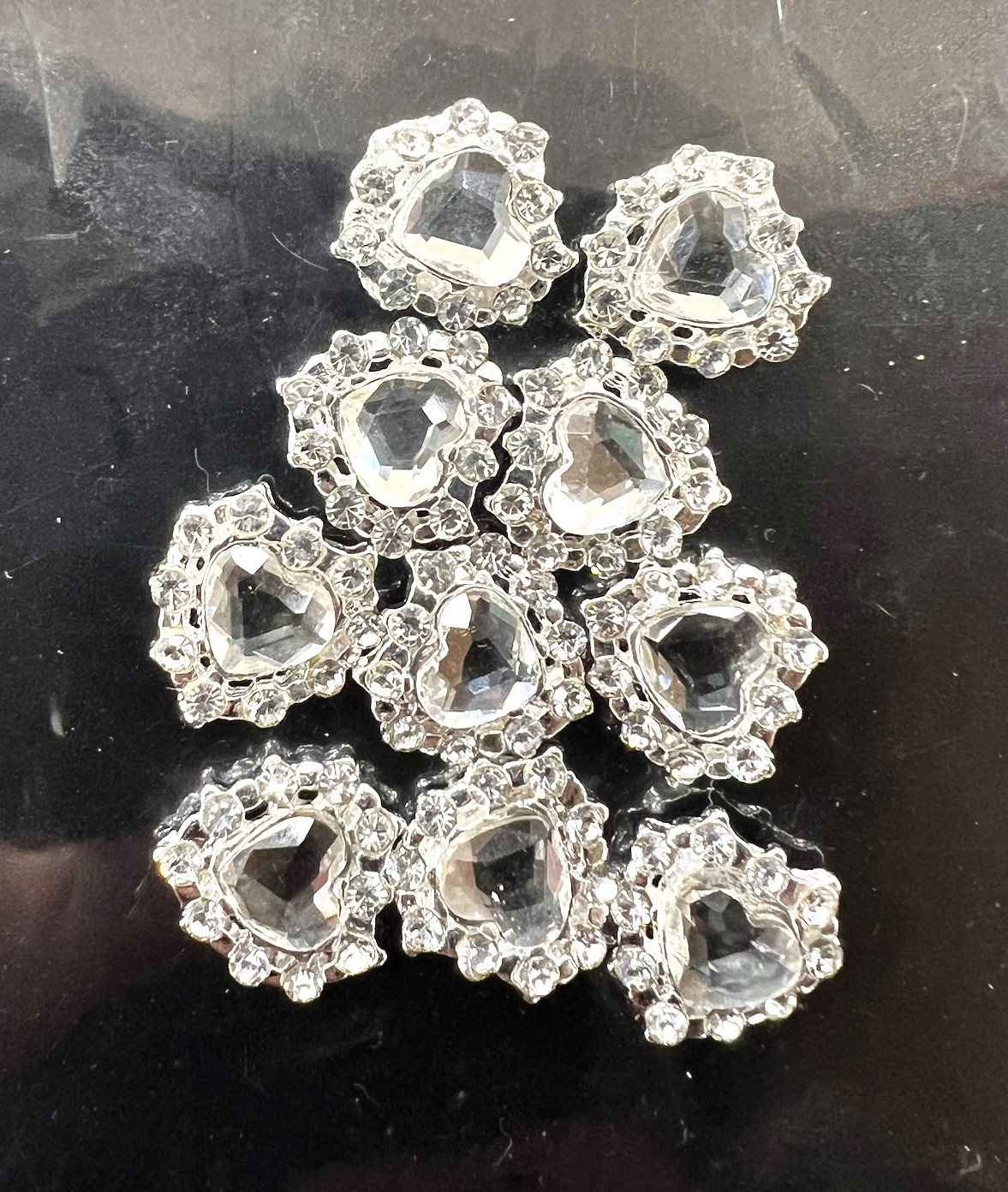 HEART CHARM & RHINESTONE -BAG OF 10