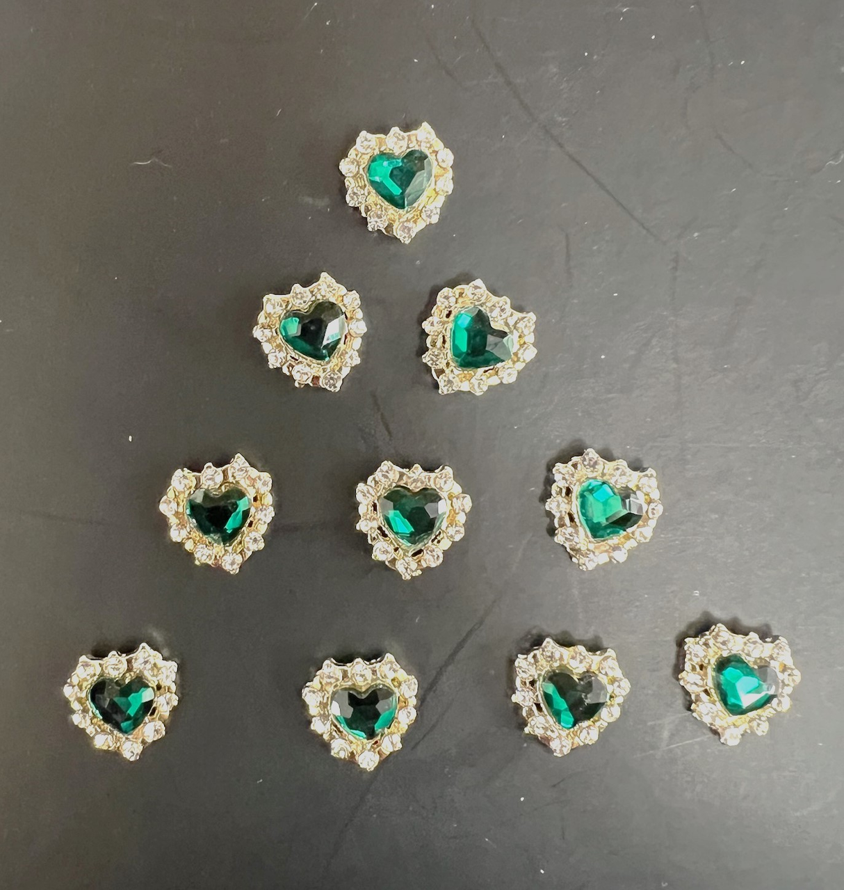 HEART CHARM & RHINESTONE -BAG OF 10