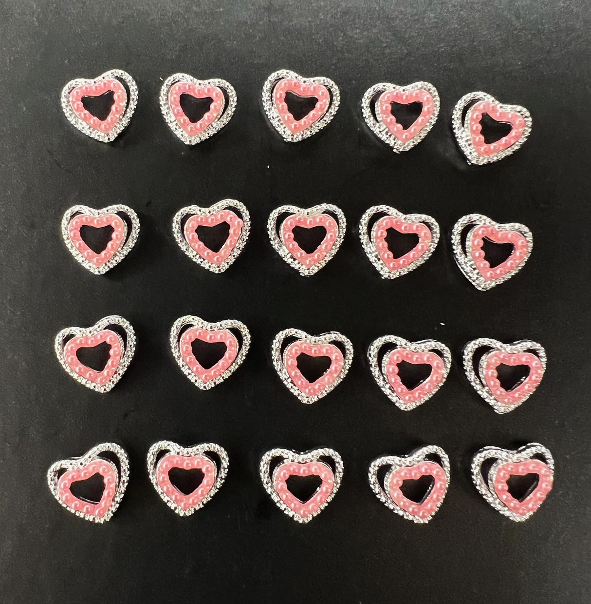 DOUBLE HEART NAIL CHARM | PINK - BAG OF 20