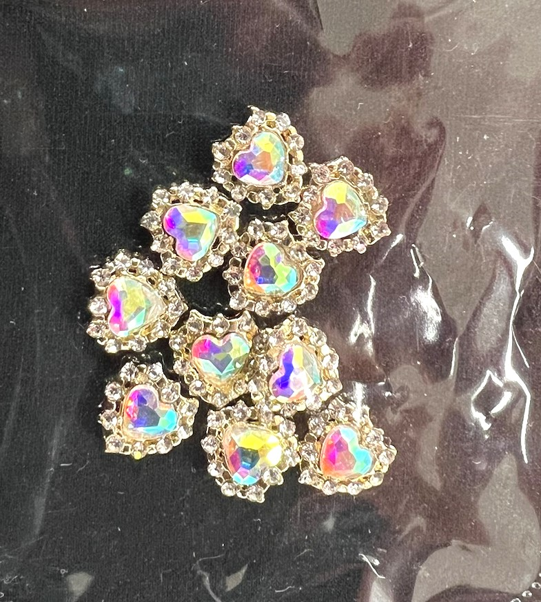 HEART CHARM & RHINESTONE -BAG OF 10